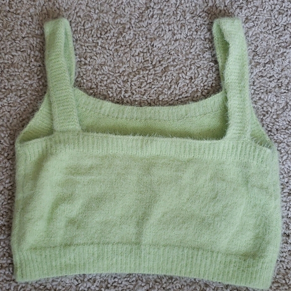 Soft fuzzy neon green/yellow crop top - Picture 2 of 2